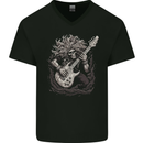 Heavy Metal Rock Skull Guitar Music 2 Mens V-Neck Cotton T-Shirt Black