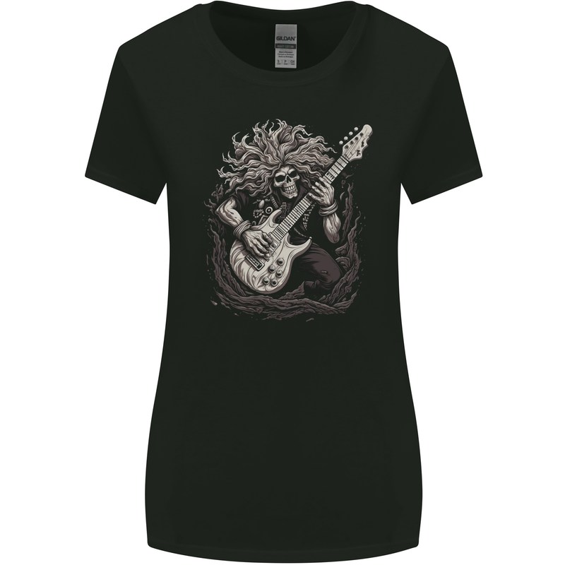 Heavy Metal Rock Skull Guitar Music 2 Womens Wider Cut T-Shirt Black