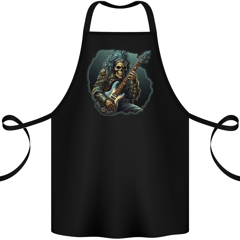 Heavy Metal Rock Skull Guitar Music Cotton Apron 100% Organic Black