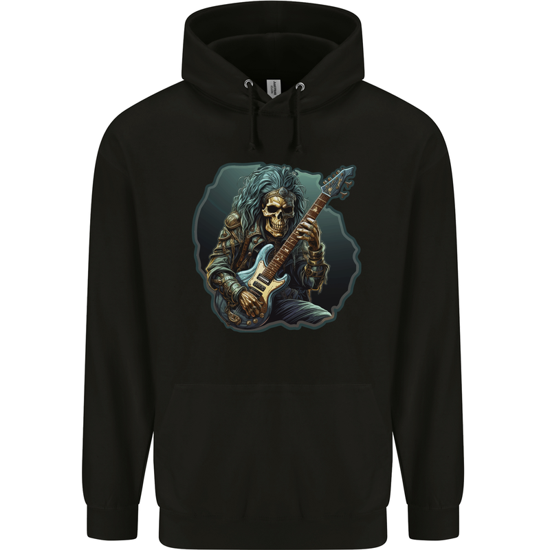 Heavy Metal Rock Skull Guitar Music Mens 80% Cotton Hoodie Black
