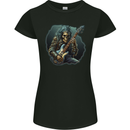 Heavy Metal Rock Skull Guitar Music Womens Petite Cut T-Shirt Black