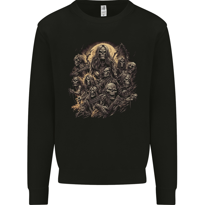 Heavy Metal Skull Rock Band Biker Music Grim Reaper Mens Sweatshirt Jumper Black