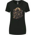 Heavy Metal Skull Rock Band Biker Music Grim Reaper Womens Wider Cut T-Shirt Black