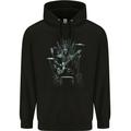 Heavy Metal Throne Skull Rock Music Guitar Childrens Kids Hoodie Black