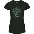 Heavy Metal Throne Skull Rock Music Guitar Womens Petite Cut T-Shirt Black