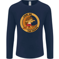 Hedgehog Living on the Hedge Funny Surfing Mens Long Sleeve T-Shirt Navy Blue