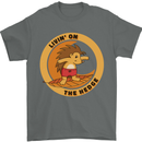 Hedgehog Living on the Hedge Funny Surfing Mens T-Shirt 100% Cotton Charcoal