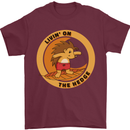 Hedgehog Living on the Hedge Funny Surfing Mens T-Shirt 100% Cotton Maroon