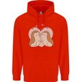 Hedgehog Love Valentines Day Mens 80% Cotton Hoodie Bright Red