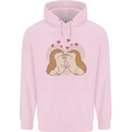Hedgehog Love Valentines Day Mens 80% Cotton Hoodie Light Pink
