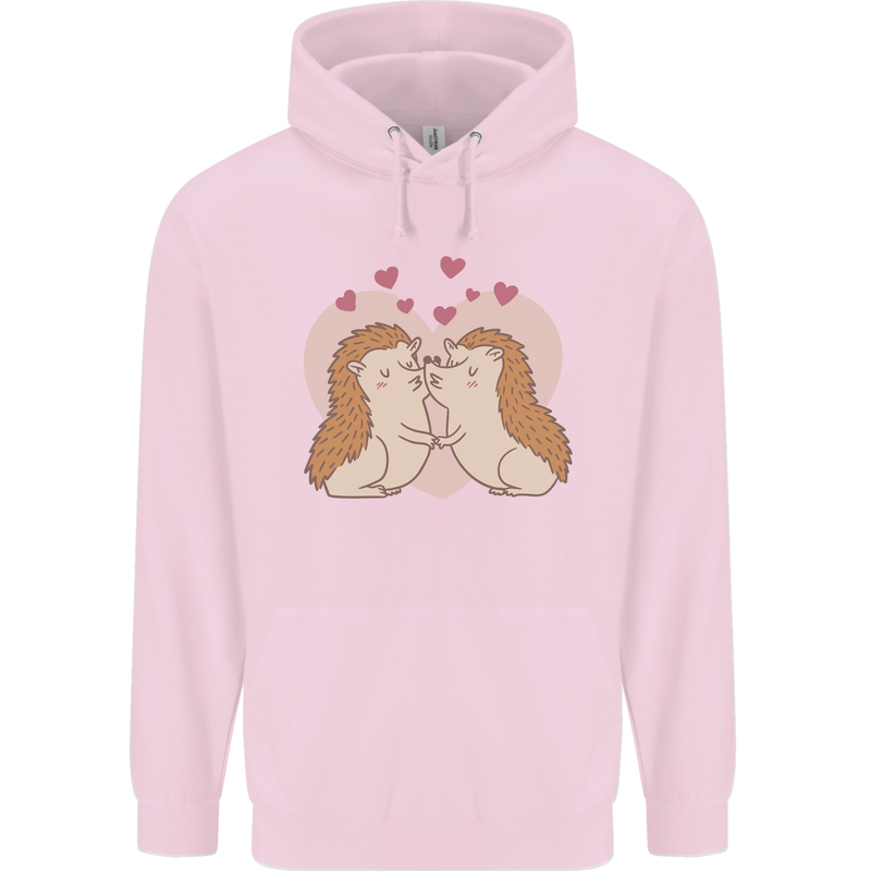 Hedgehog Love Valentines Day Mens 80% Cotton Hoodie Light Pink