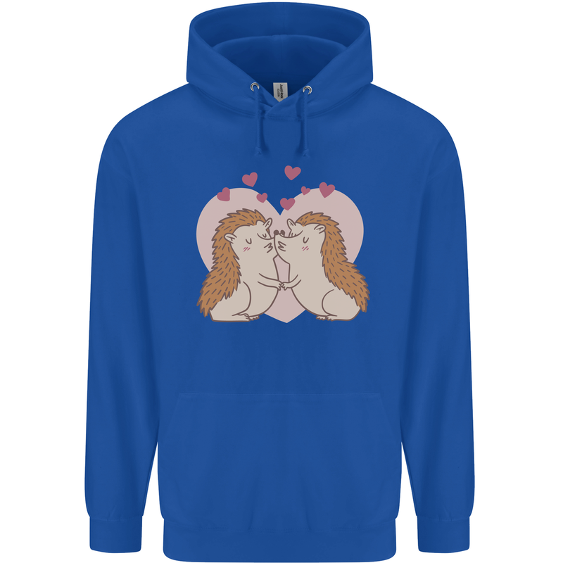 Hedgehog Love Valentines Day Mens 80% Cotton Hoodie Royal Blue