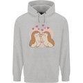 Hedgehog Love Valentines Day Mens 80% Cotton Hoodie Sports Grey