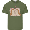 Hedgehog Love Valentines Day Mens Cotton T-Shirt Tee Top Military Green