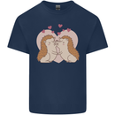 Hedgehog Love Valentines Day Mens Cotton T-Shirt Tee Top Navy Blue
