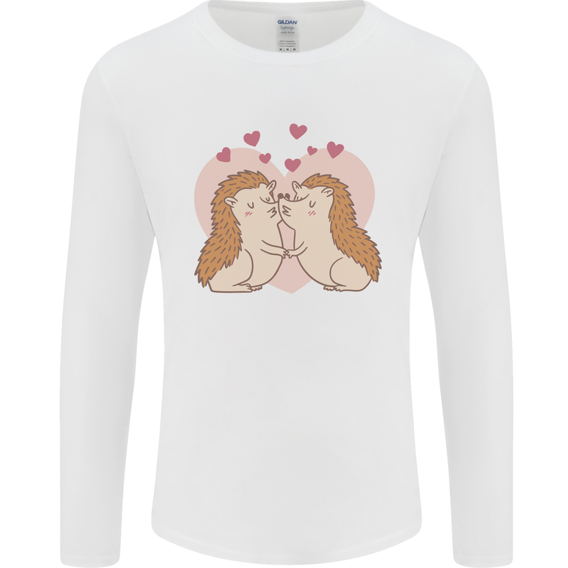 Hedgehog Love Valentines Day Mens Long Sleeve T-Shirt White