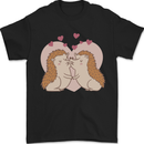 Hedgehog Love Valentines Day Mens T-Shirt 100% Cotton Black