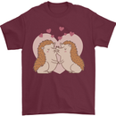 Hedgehog Love Valentines Day Mens T-Shirt 100% Cotton Maroon