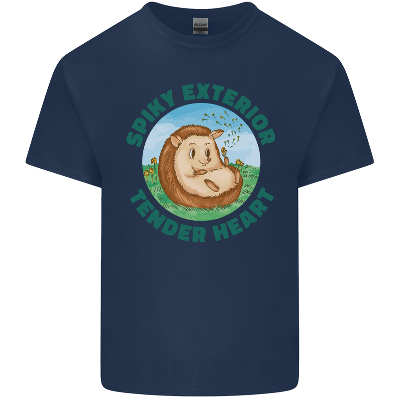 Hedgehog Spiky Exterior Tender Heart Kids T-Shirt Childrens Navy Blue