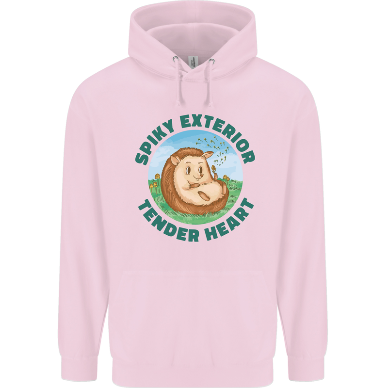 Hedgehog Spiky Exterior Tender Heart Mens 80% Cotton Hoodie Light Pink