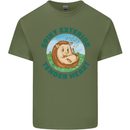 Hedgehog Spiky Exterior Tender Heart Mens Cotton T-Shirt Tee Top Military Green