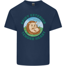 Hedgehog Spiky Exterior Tender Heart Mens Cotton T-Shirt Tee Top Navy Blue