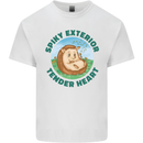 Hedgehog Spiky Exterior Tender Heart Mens Cotton T-Shirt Tee Top White