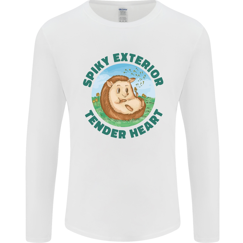 Hedgehog Spiky Exterior Tender Heart Mens Long Sleeve T-Shirt White