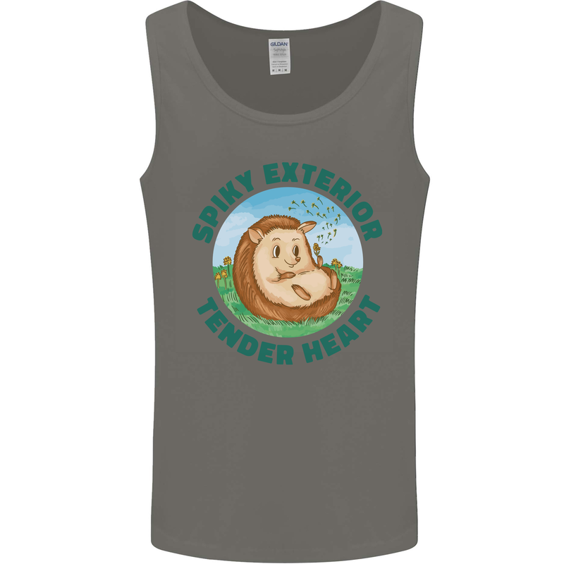 Hedgehog Spiky Exterior Tender Heart Mens Vest Tank Top Charcoal