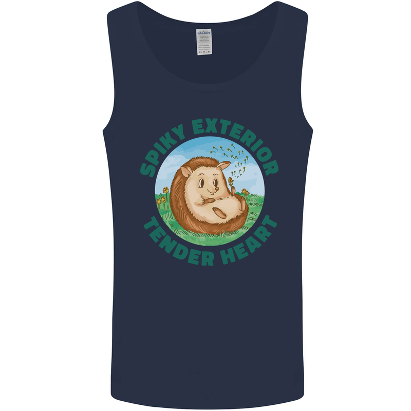 Hedgehog Spiky Exterior Tender Heart Mens Vest Tank Top Navy Blue