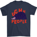 Hedgehog Ughh People Funny Mens T-Shirt 100% Cotton Navy Blue