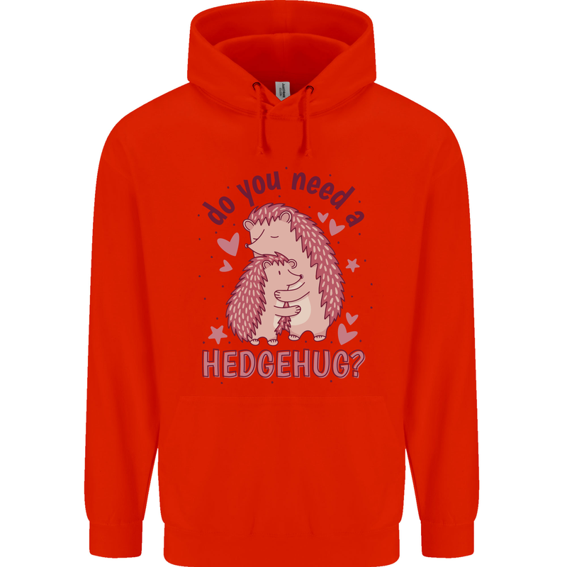 Hedgehogs Do You Need a Hedgehug Funny Mens 80% Cotton Hoodie Bright Red