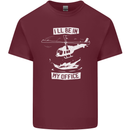 Helicopter Pilot Ill be in My Office Mens Cotton T-Shirt Tee Top Maroon