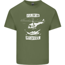 Helicopter Pilot Ill be in My Office Mens Cotton T-Shirt Tee Top Military Green