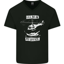 Helicopter Pilot Ill be in My Office Mens V-Neck Cotton T-Shirt Black