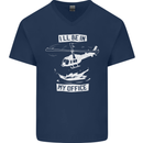 Helicopter Pilot Ill be in My Office Mens V-Neck Cotton T-Shirt Navy Blue
