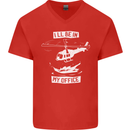 Helicopter Pilot Ill be in My Office Mens V-Neck Cotton T-Shirt Red