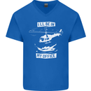 Helicopter Pilot Ill be in My Office Mens V-Neck Cotton T-Shirt Royal Blue