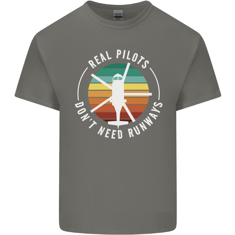 Helicopter Pilots Don't Need Runways Funny Mens Cotton T-Shirt Tee Top Charcoal