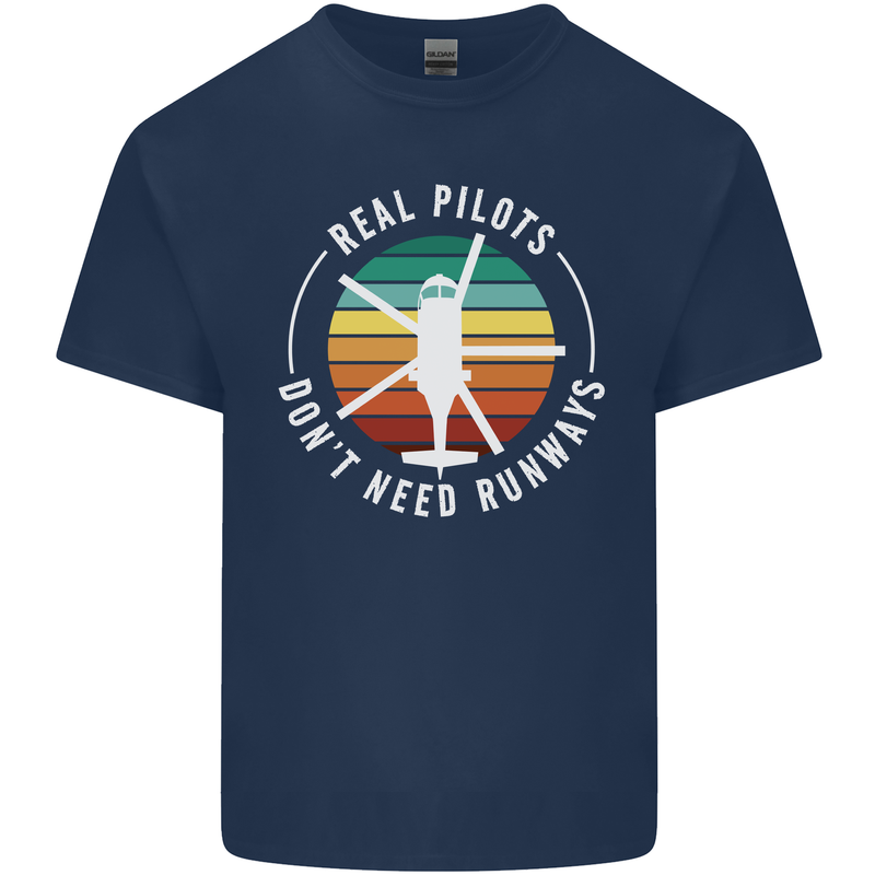 Helicopter Pilots Don't Need Runways Funny Mens Cotton T-Shirt Tee Top Navy Blue