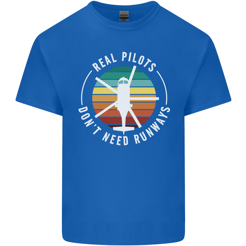 Helicopter Pilots Don't Need Runways Funny Mens Cotton T-Shirt Tee Top Royal Blue