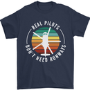 Helicopter Pilots Don't Need Runways Funny Mens T-Shirt 100% Cotton Navy Blue