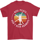 Helicopter Pilots Don't Need Runways Funny Mens T-Shirt 100% Cotton Red