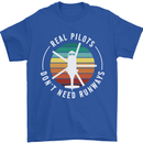 Helicopter Pilots Don't Need Runways Funny Mens T-Shirt 100% Cotton Royal Blue