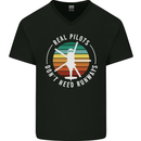 Helicopter Pilots Don't Need Runways Funny Mens V-Neck Cotton T-Shirt Black