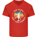 Helicopter Pilots Don't Need Runways Funny Mens V-Neck Cotton T-Shirt Red