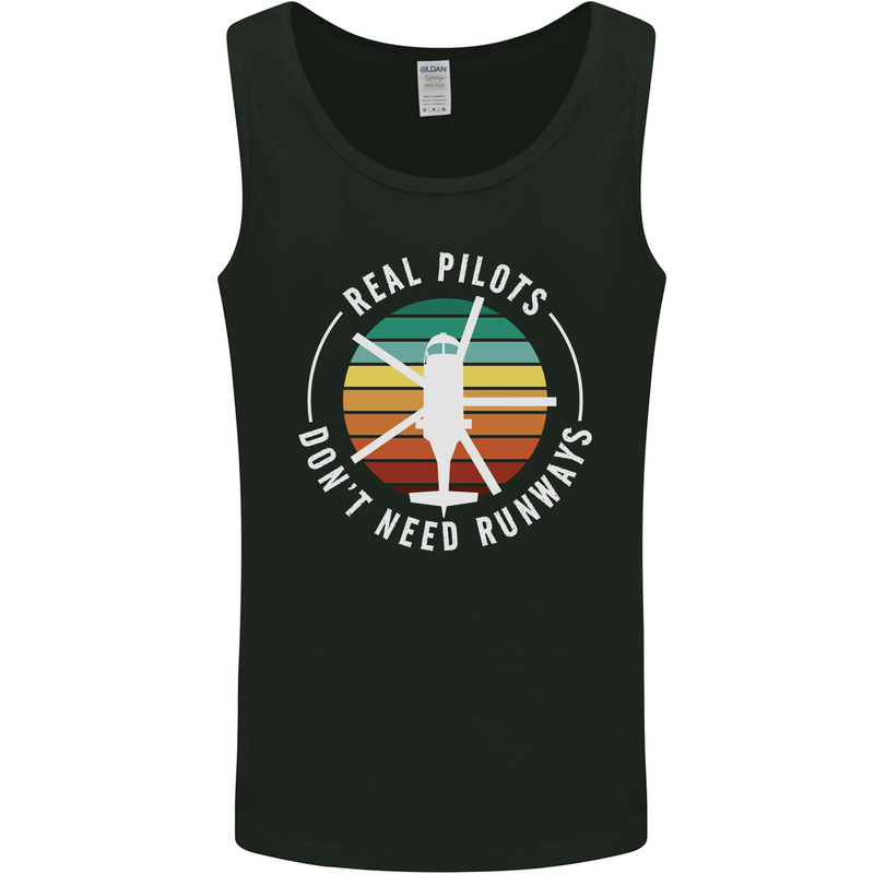 Helicopter Pilots Don't Need Runways Funny Mens Vest Tank Top Black