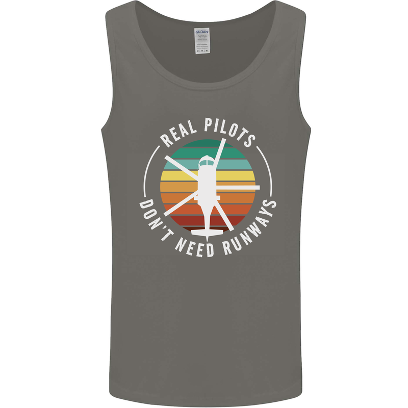 Helicopter Pilots Don't Need Runways Funny Mens Vest Tank Top Charcoal