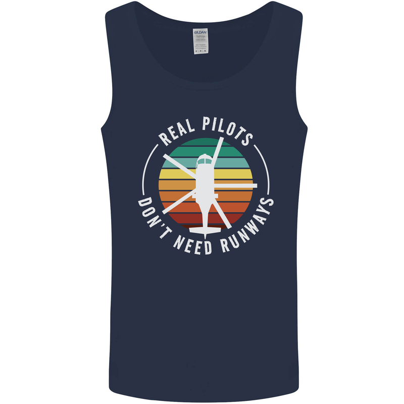 Helicopter Pilots Don't Need Runways Funny Mens Vest Tank Top Navy Blue