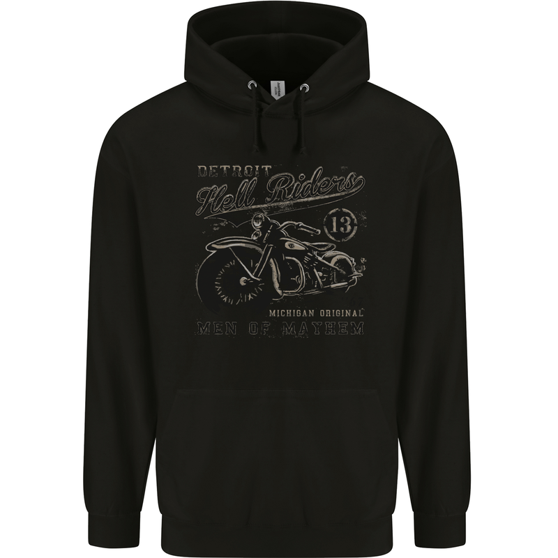 Hell Riders Biker Motorbike Motorcycle Chopper Mens 80% Cotton Hoodie Black